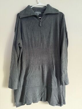 Barefoot Dreams Cozychic Lite Half Zip Tunic Sweater Grey large